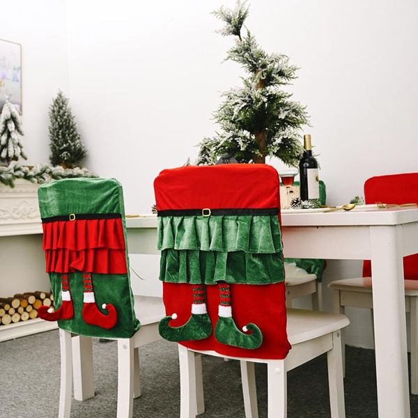 

chair covers christmas cover elf skirt hanging leg holiday el apron home decoration dining room
