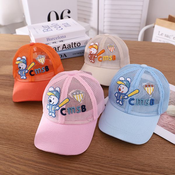 

cap spring summer children sun screen bear baseball full cartoon black, Blue;gray