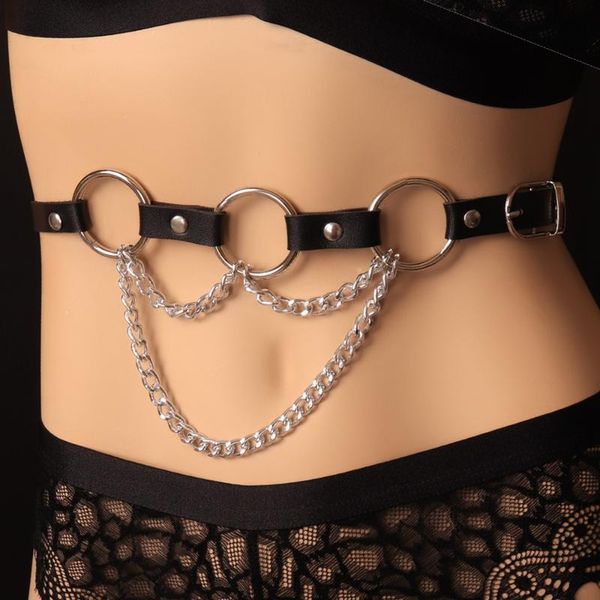 

garters body punk leather harness for women black torture waist chain crop belt lingerie fetish goth bondage festival rave dance, Black;white