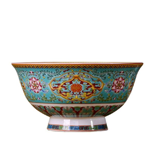 

jingdezhen green enamel fine bone china bowl ceramic longevity and happiness bowls