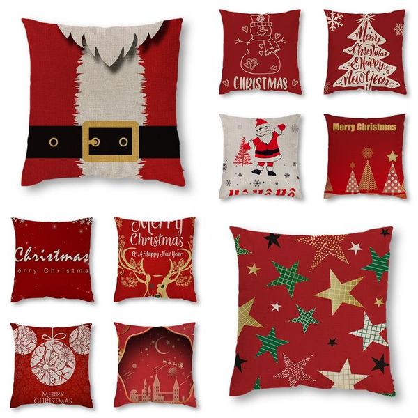 

pillow case 18" christmas cotton linen cushion cover xmas home sofa throw decor