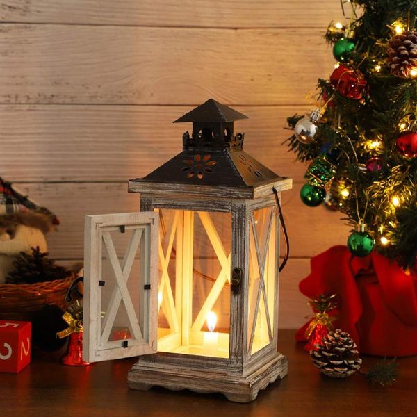 

candle holders retro style holder wooden iron art lantern hanging decorative christmas ornaments fairy party wedding home deskdecor
