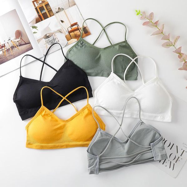 

women sport bra solid underwear jogging gym wear cross back yoga girl fitness running push up vest soprtswear outfit
