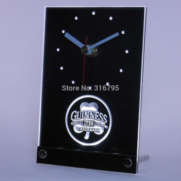 

wall clocks tnc0108 guinness shamrock beer 3d led table desk clock