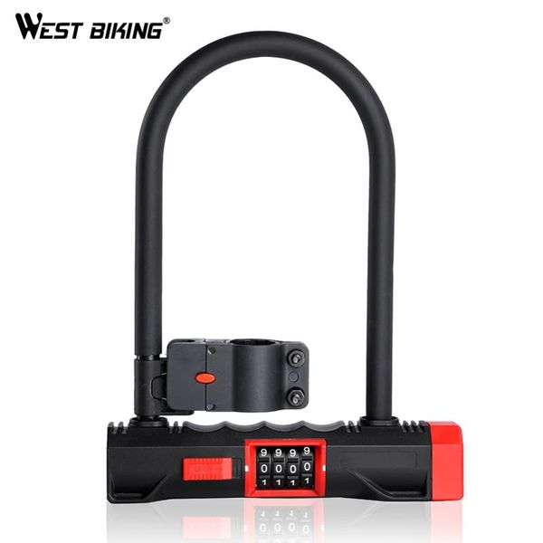

bike locks west biking strong steel bicycle u lock anti-theft motorcycle safety password code cycling accessories security