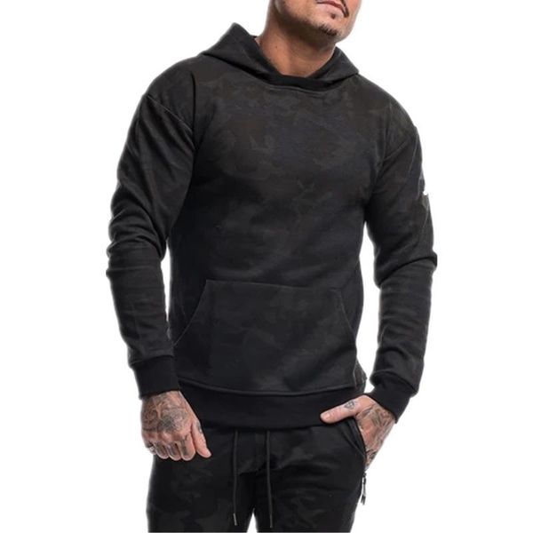 

spring and autumn products brothers men's camouflage sports sweater fall leisure running training loose hoo hoodies & sweatshirts, Black
