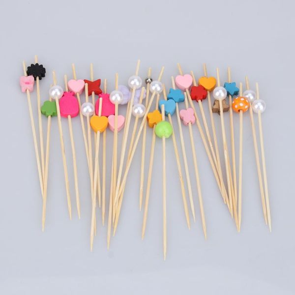 

colorful bamboo tag fruit sign toothpick cocktail decoration plate dessert fork(mixed color) forks