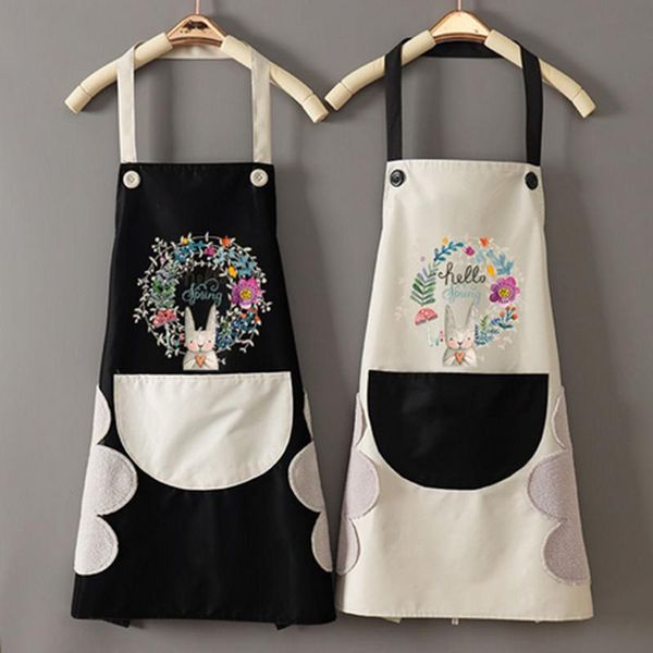 

aprons faroot cartoon kitchen apron side wipe hands waterproof oxford cloth japanese style bib with pocket home cleaning tool