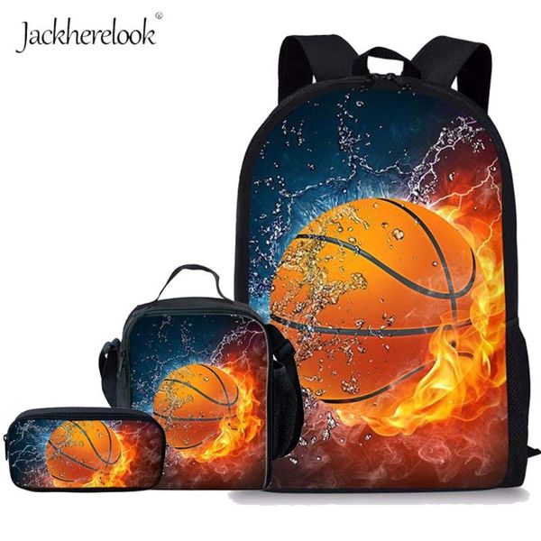 

jackherelook 3 pcs/set kids 3d basketball printing school bags for primary junior middle student backpack child schoolbag