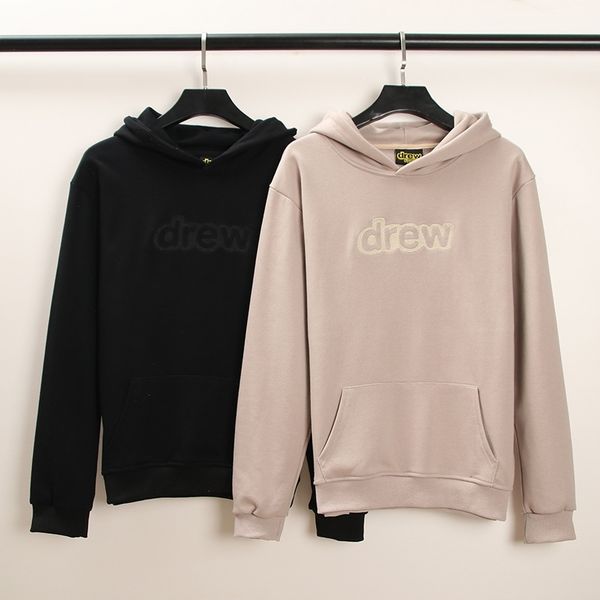 

drew basic print oversized hip hop high street hoodie, Black