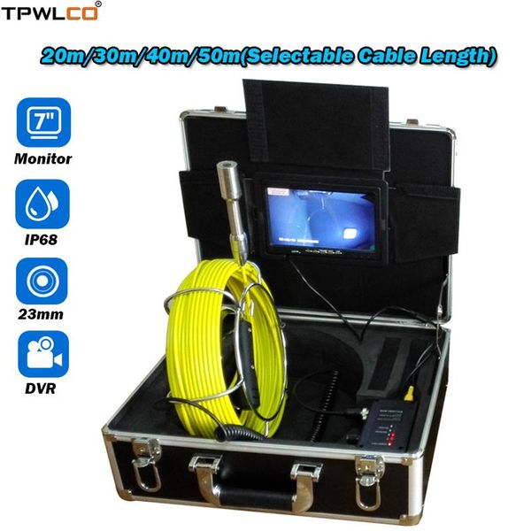 

20-50m 23mm 7inch screen pipe industrial waterproof video camera system with dvr function endoscope sewer ip cameras