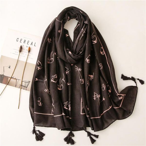 

scarves ladies fashion abstract patterntassel viscose shawl scarf autumn muffler headband foulards sjaal wrap hijab snood 2021, Blue;gray