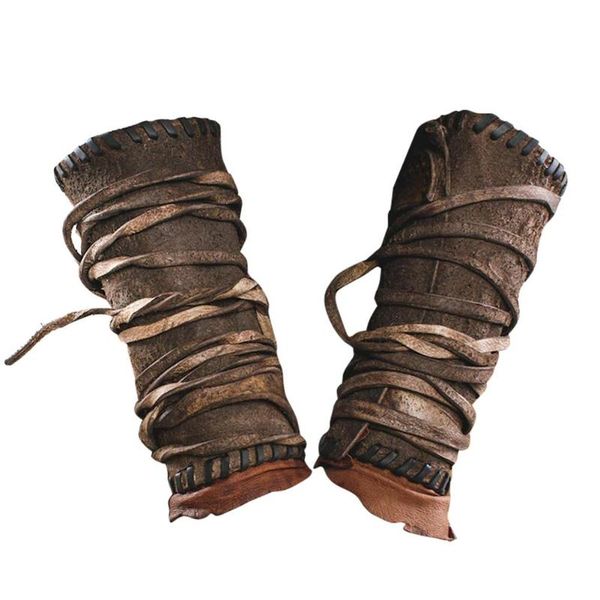 

elbow & knee pads arm bracers medieval faux leather wrist cuff armband armor punk renaissance accessories guards, Black;gray