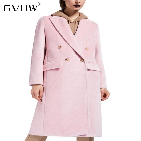 

women's wool & blends gvuw autumn winter long cashmere designer luxury 2021 jacket women tweed coats coat female kb5636, Black
