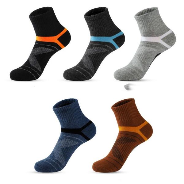 

men's socks 5pairs winter mens outdoor mountaineering sports basketball running sweat absorbent deodorant cotton, Black