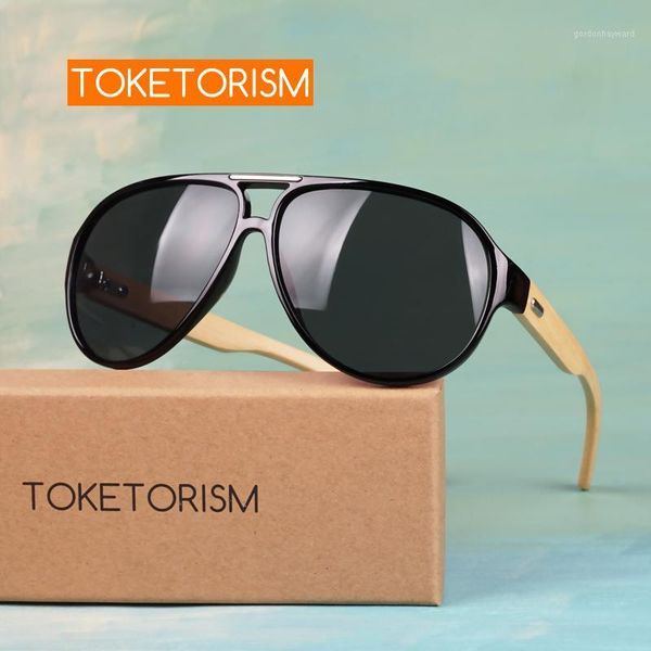 

sunglasses toketorism pilot stylish wood woman man natural bambu glasses oversized, White;black