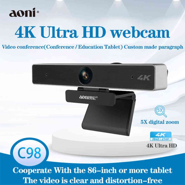 Aoni C98 HD-Webcam, 4K-Autofokus, Videokonferenz-Streaming, Aufnahme mit Mikrofon, 5-facher Digitalzoom-Webkamera-Computer