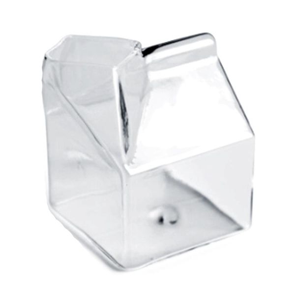 

wine glasses glass milk cup square carton microwave oven can be heated home creative breakfast