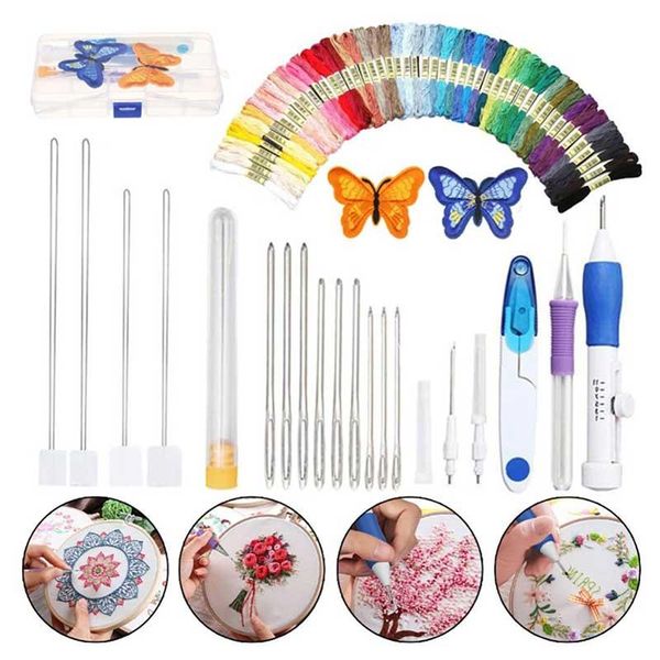 

136/85/70/50/12/10pcs cross stitch tool set diy embroidery stitching punch needle craft sewing notions & tools, Black