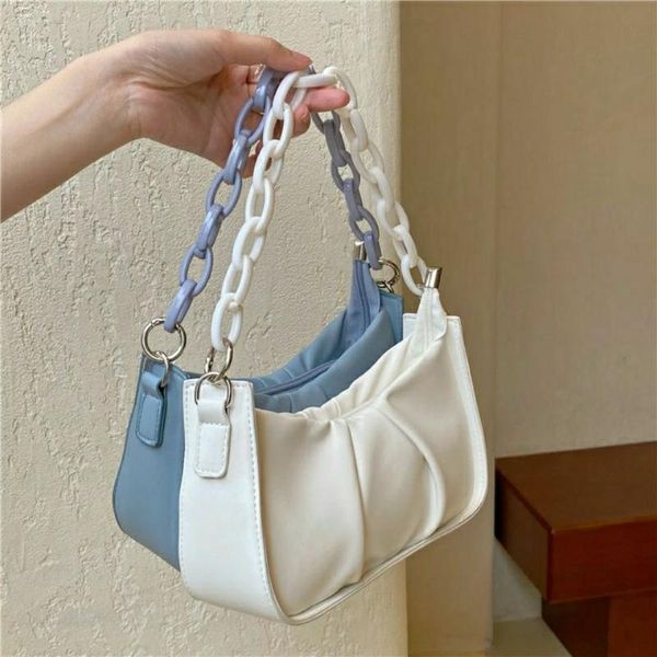 

evening bags folds design pu leather underarm shoulder for women 2021 handbags and purses luxury chain totes