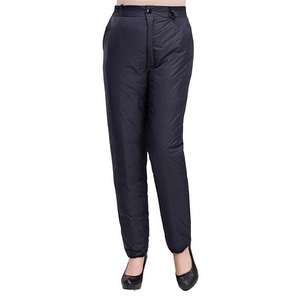 

women's pants & capris ladies elderly down thick warm plus size elastic high-waist trousers fat mother cotton female winter ok994, Black;white