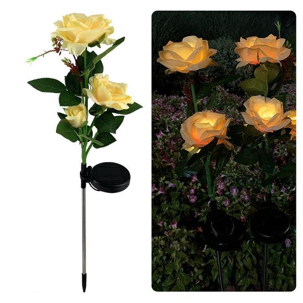 

spring artificial rose solar garden stake lights pathway landscape lighting for patio yard decoration e7 lawn lamps