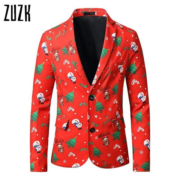 

red theme christmas blazer men autumn casual single breasted mens suit blazers oversize us size xs-2xl men's suits &, White;black