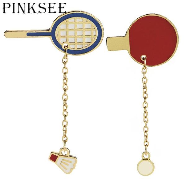 

pins, brooches pinksee 1pc unique design cartoon badminton table tennis enamel brooch women men cute badge clothing decoration fashion jewel, Gray