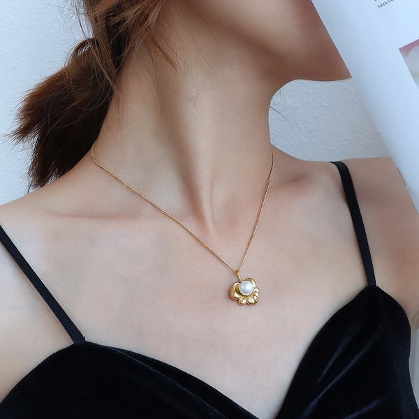 

p1065 choker luxury jewelry pendant necklaces 40+5cm long pearl in flower beautiful gift necklace for girlfriends with box, Silver
