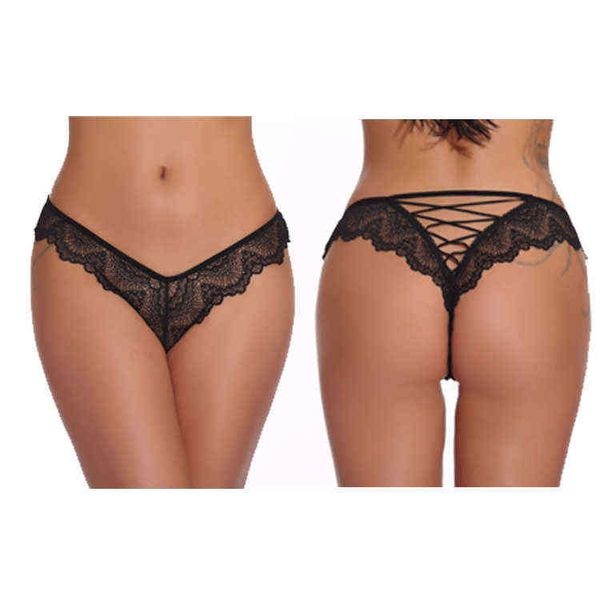 Senhoras Sexy Lace Thong Mulheres Underwear Intimates Calcinhas Transparentes Briefs Cross Bandage Knickers 211208