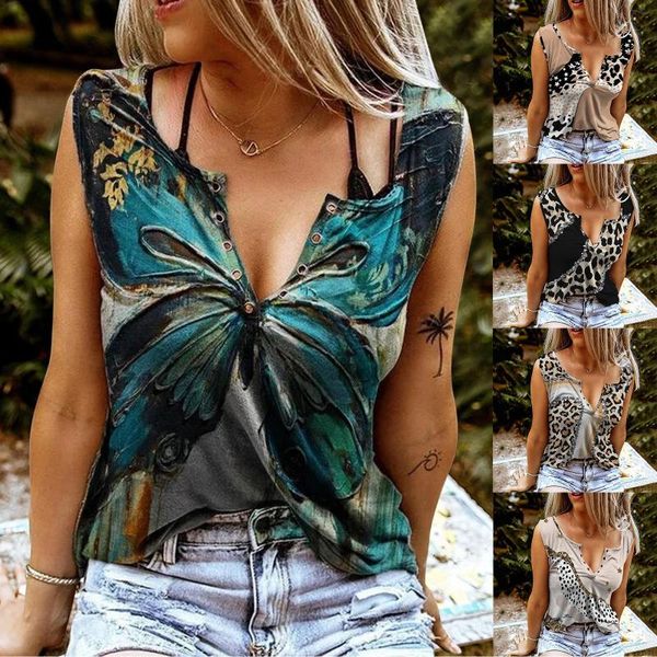 

women's t-shirt female fashion oversized v-neck print shirt sleeveless casual pullover shirts summer clothes for women, White
