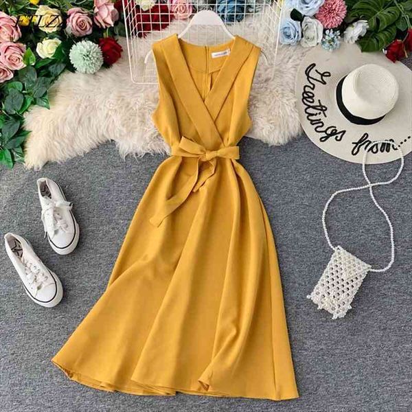 

slim v neck summer midi women camis long bandage dress party sundress casual elegant a-line tie vestidos, White