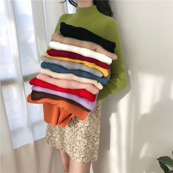 

women's sweaters winter knitting pullovers women long sleeve turtleneck knitted sweater chic female casual streetwear stretch jumper 7, White;black