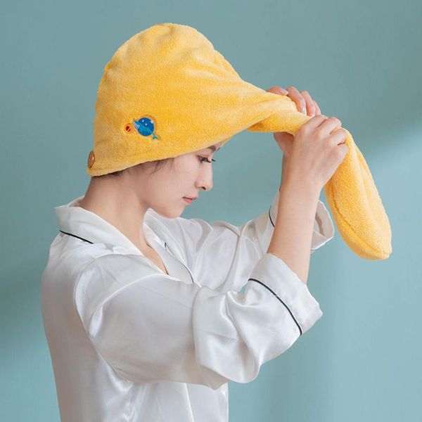 

shower caps microfiber hair drying towels thicken with button dry wraps for women bath absorbent quick towel