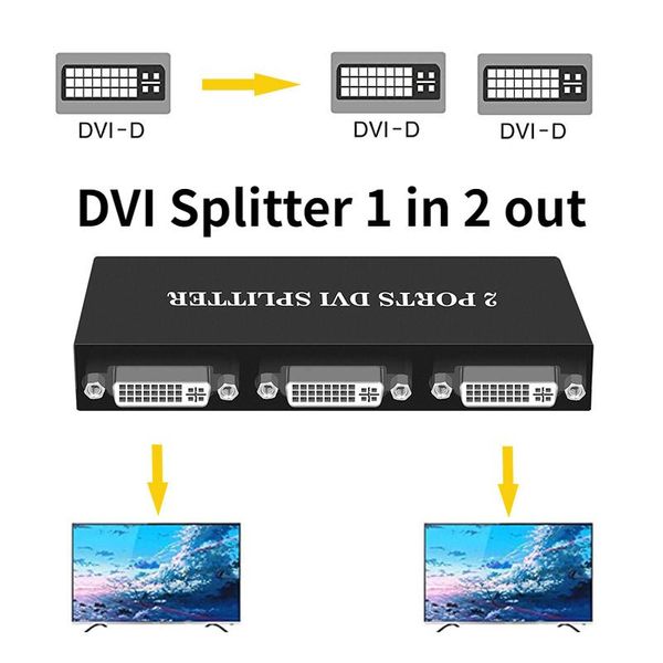 

splitter 1x2 dvi-d extender adapter 1 in 2 out hd 1080p for projector monitor computer graphic card video cables & connectors