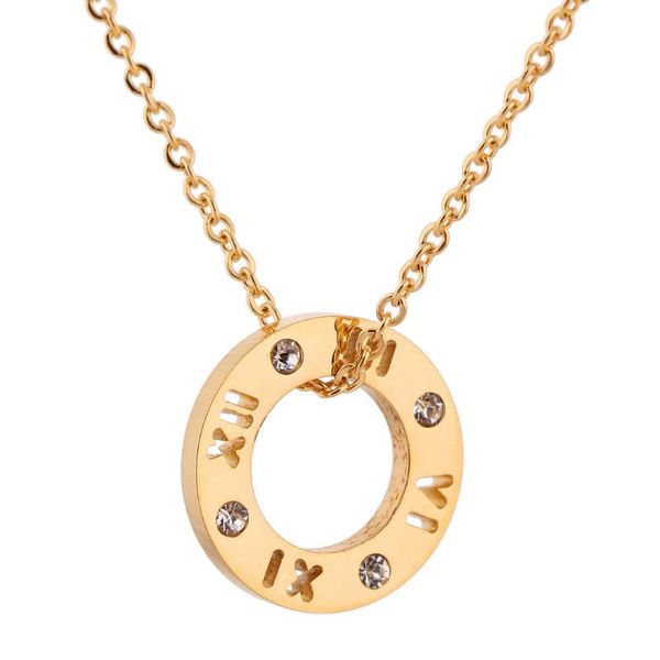 

pendant necklaces roman numeral carving necklace fashion stainless steel simple jewelry 2021 gold rose for women, Silver