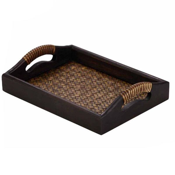 

kitchen storage & organization handmade rattan bamboo tea/oil trays dessert/coffee/fruits plate 27.8 x 20.4 4cm
