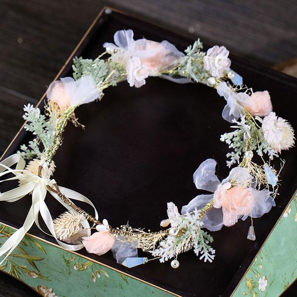 

hair clips & barrettes plastic flower garland handmade wedding party ribbon headband floral crown band maea99, Golden;silver
