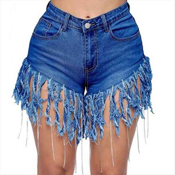 

tassel rhinestone jeans plus size women short summer high waist jean elastic denim, White;black