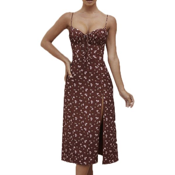 

back 2020 selling slim new floral open fitting suspender dress, White;black