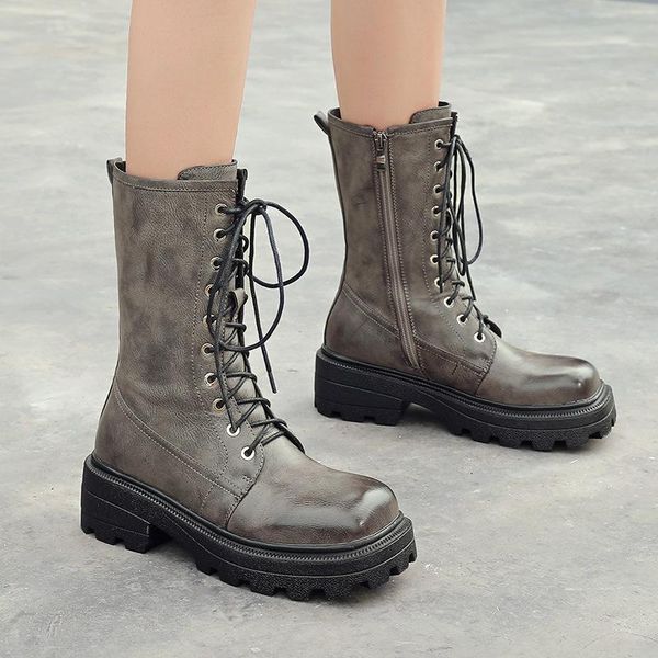 

boots autumn and winter european american fashion rubbing color round toe short tube lace warm women's aunt 34-43, Black
