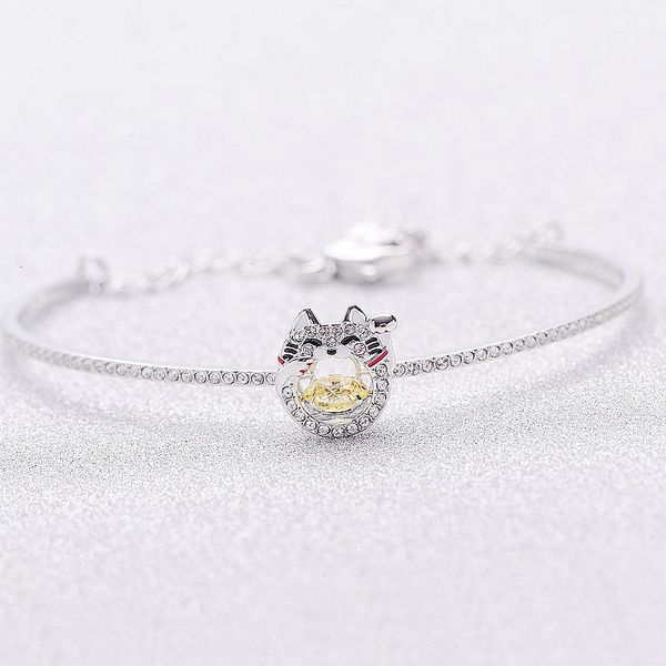 

bracelet the beating heart of shi family invites wealth cat female element crystal smart dragon, Golden;silver