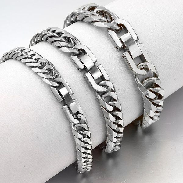 

link, chain 2021 stainless steel bracelet men jewelry party fashion hand cuban bracelets for boys friend quality gift gb043, Black