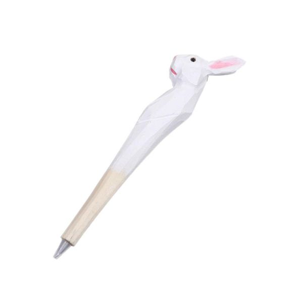 

ballpoint pens coloffice handmade creative wood carving forest animal white pen party favor office school writing supplies, Blue;orange