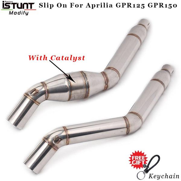 

motorcycle exhaust system slip on for aprilia gpr125 gpr150 with catalyst middle link tube escape pipe modified 51mm interface muffler