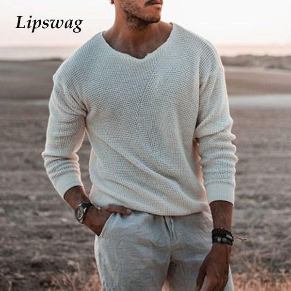

men's sweaters autumn winter casual knitted sweater for men long sleeve o-neck solid jumpers fashion slim fit mens streetwear, White;black