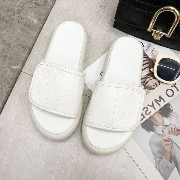 

dress coolcept summer women thick bottom slip on sandals slippers simple casual shoes home flat heel size 35-39 6kr6, Black