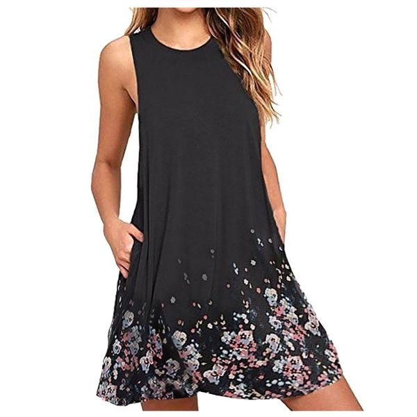 

women's swimwear 2021 summer casual t-shirt dresses beach plus size loose dress print sleeveless fashion o neck vintage, White;black