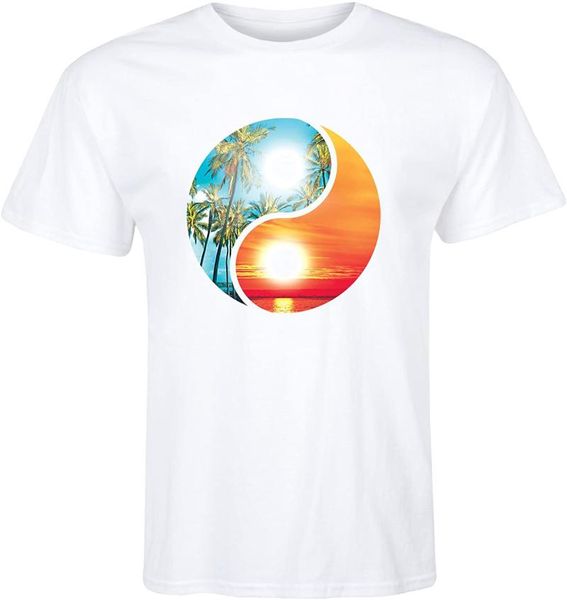 

men's t-shirts yin yang beach - short sleeve graphic t-shirt, White;black