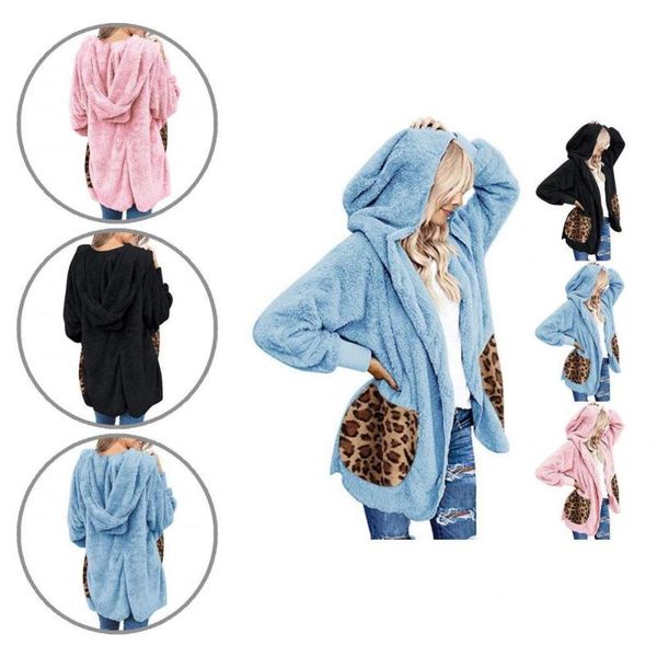 

women's hoodies & sweatshirts double sided velvet fashion patchwork hooded hoodie coat comfy autumn warm for school, Black